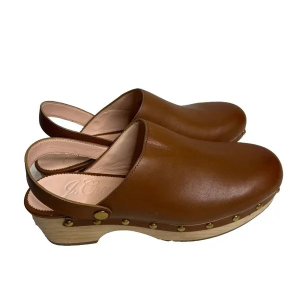 J.Crew $198 Convertible Leather Clogs Rich Oak Size 9.5 BA188 - Picture 4 of 9